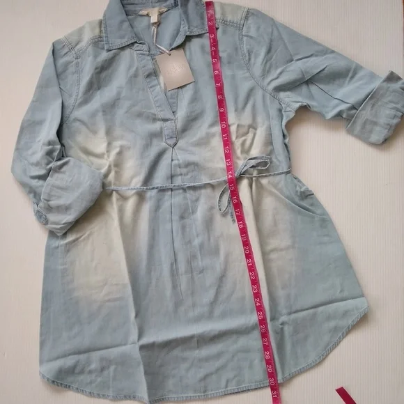 A•GLOW maternity chambray Pop-over shirt - Picture 5 of 8